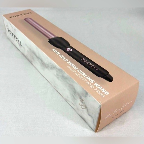 FOXYBAE 25mm LIMITED EDITION Rose Gold & Black Curling Wand Ceramic Tourmaline - Picture 2 of 10